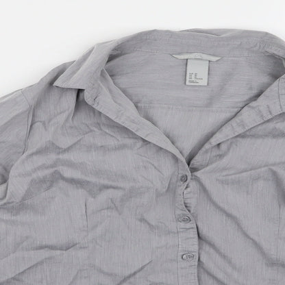 Womens UK Size 10 H&M Grey Basic Button-Up