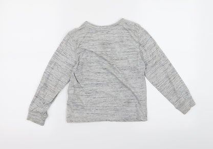 Back view of H&M boys’ grey striped basic t-shirt, size 4, years