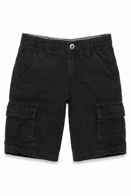 Front view of Preworn boys’ grey cargo shorts, size 2, years