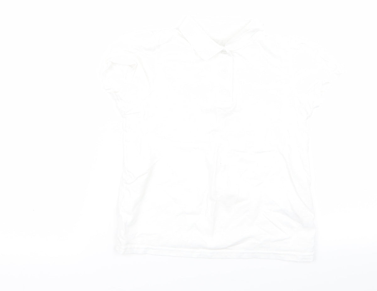 Additional front view of Preworn girls’ white basic polo, size 7, years