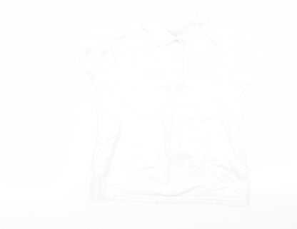 Additional front view of Preworn girls’ white basic polo, size 7, years