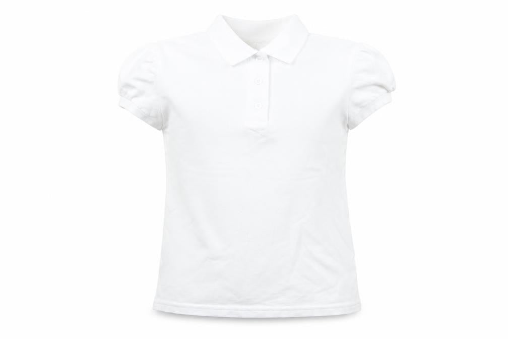 Front view of Preworn girls’ white basic polo, size 7, years