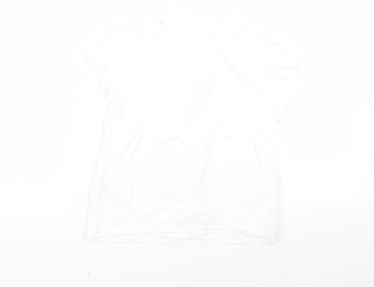 Back view of Preworn girls’ white basic polo, size 7, years