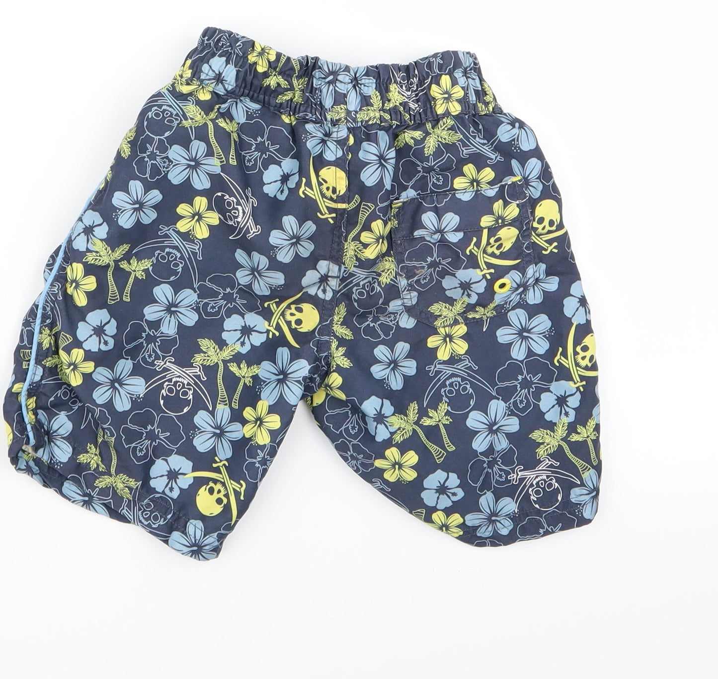 Preworn Boys Blue Floral  Bermuda Shorts Size 4 Years