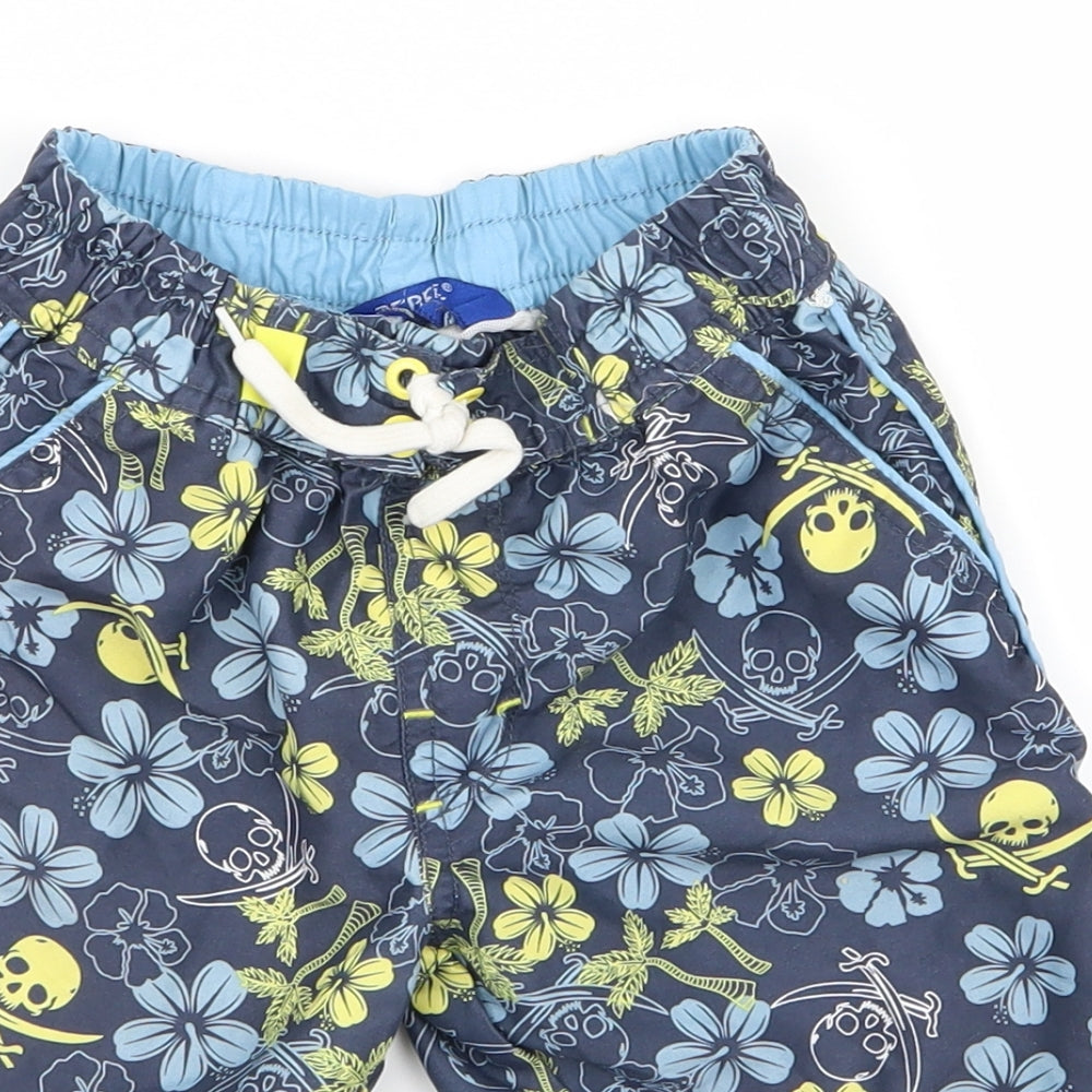 Preworn Boys Blue Floral  Bermuda Shorts Size 4 Years