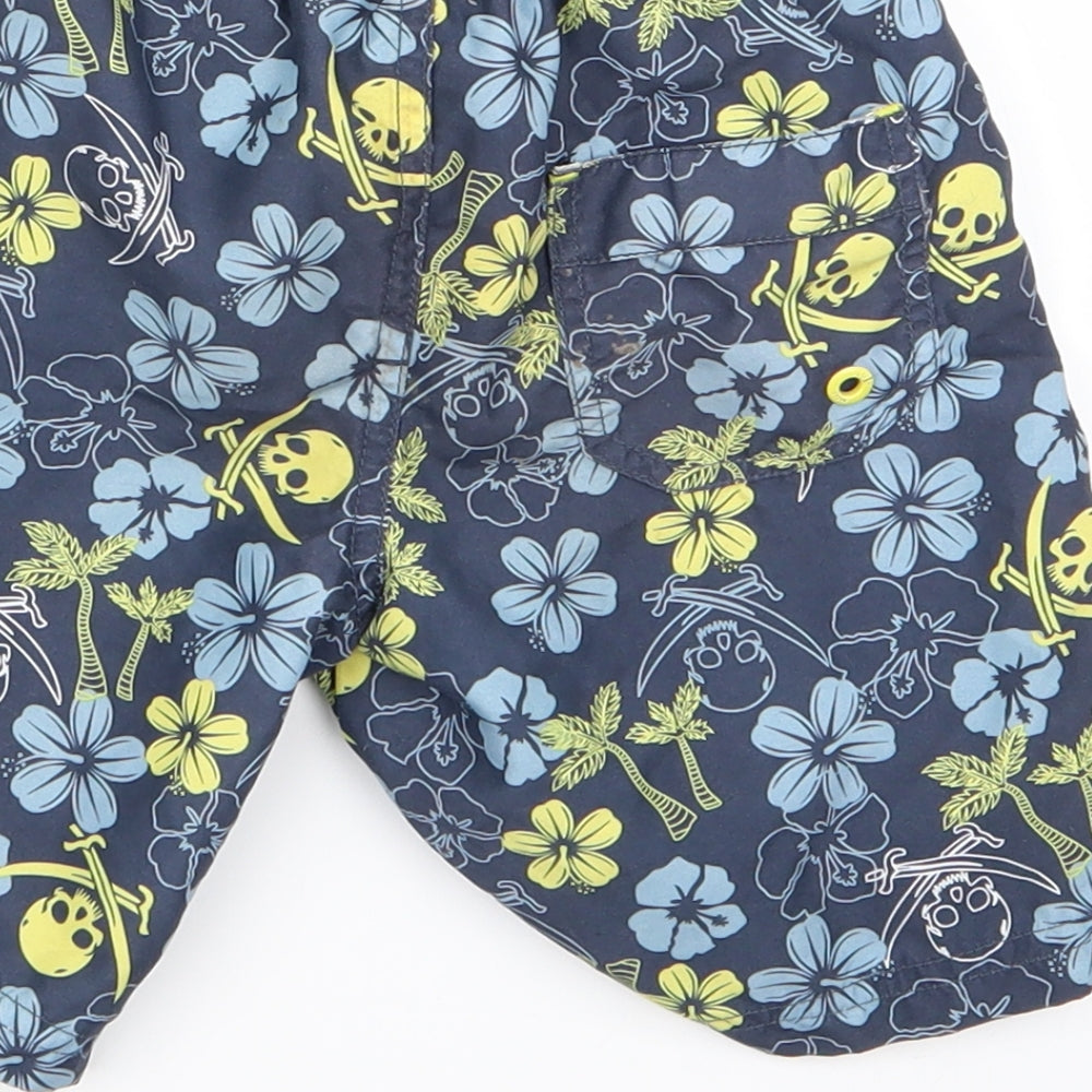 Preworn Boys Blue Floral  Bermuda Shorts Size 4 Years