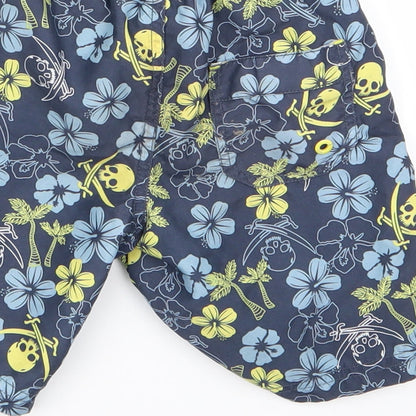 Preworn Boys Blue Floral  Bermuda Shorts Size 4 Years