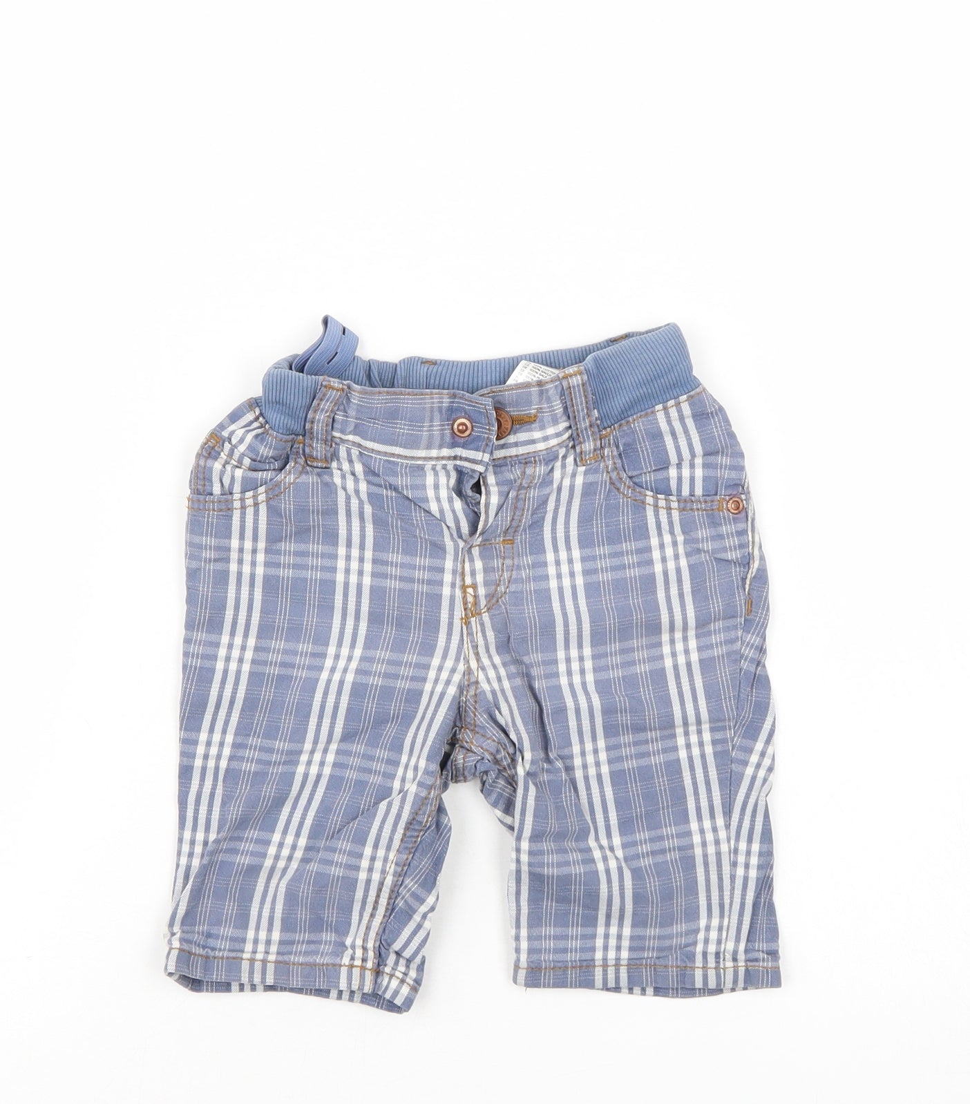 H&M Boys Blue Check  Cropped Trousers Size 12-18 Months  - Shorts