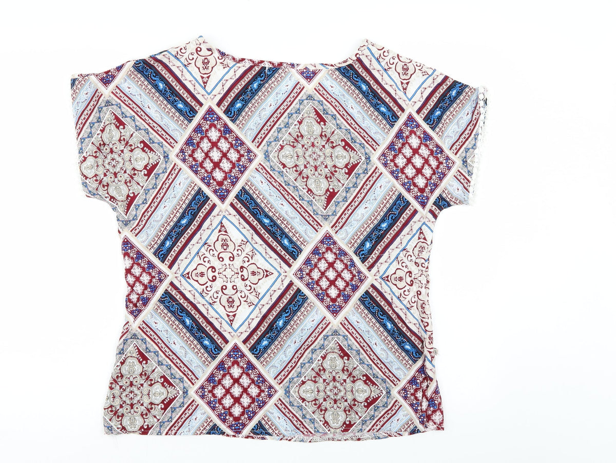 Back view of Hostar women’s multicoloured paisley basic blouse, size M