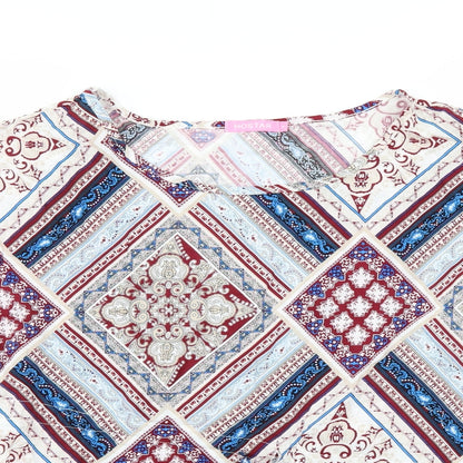 Close-up detail of Hostar women’s multicoloured paisley basic blouse, size M