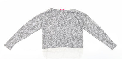 YD Girls Grey Animal Print  Pullover Jumper Size 12-13 Years