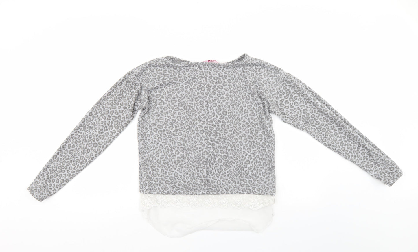 YD Girls Grey Animal Print  Pullover Jumper Size 12-13 Years