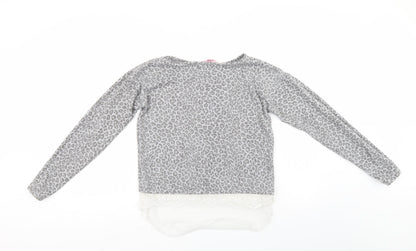 YD Girls Grey Animal Print  Pullover Jumper Size 12-13 Years