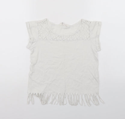 H&M Girls White   Basic T-Shirt Size 11-12 Years  - Lace trim