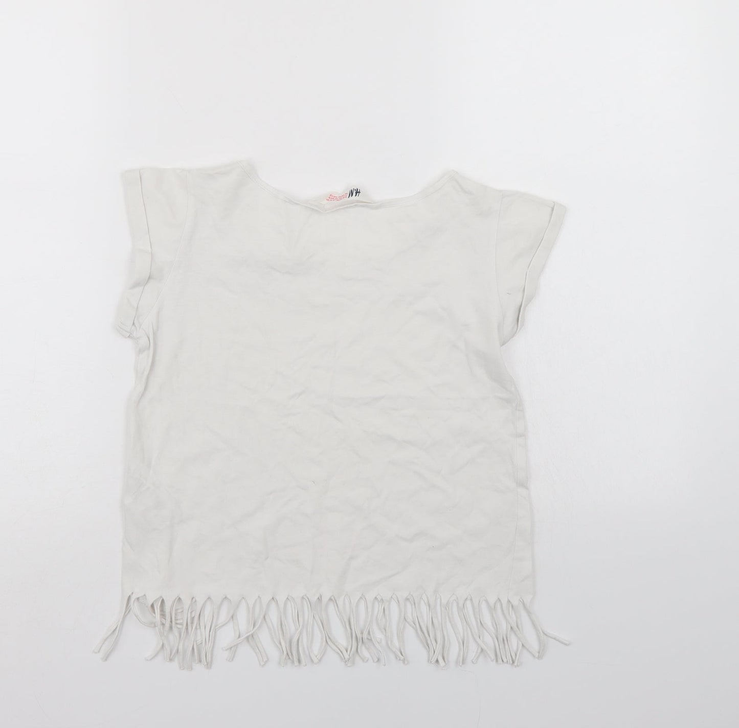 H&M Girls White   Basic T-Shirt Size 11-12 Years  - Lace trim