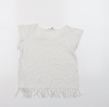 H&M Girls White   Basic T-Shirt Size 11-12 Years  - Lace trim