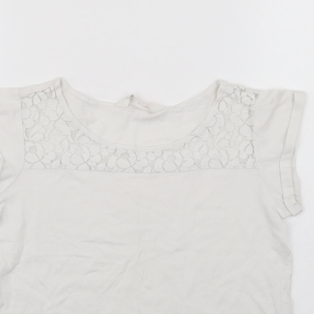 H&M Girls White   Basic T-Shirt Size 11-12 Years  - Lace trim