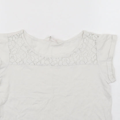 H&M Girls White   Basic T-Shirt Size 11-12 Years  - Lace trim