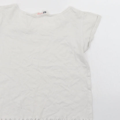 H&M Girls White   Basic T-Shirt Size 11-12 Years  - Lace trim