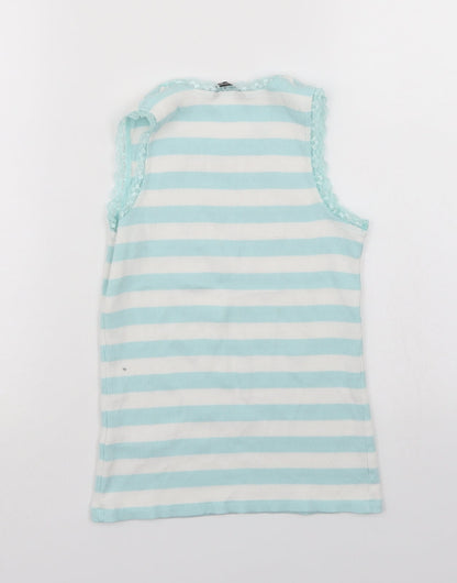 Back view of George girls’ blue striped basic tank, size 11-12, years
