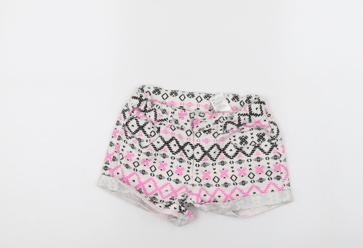 H&M Girls Multicoloured Geometric Denim Mom Shorts Size 11-12 Years