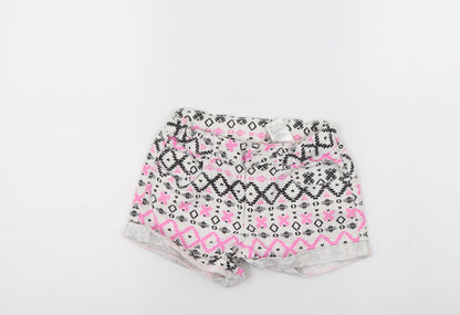 H&M Girls Multicoloured Geometric Denim Mom Shorts Size 11-12 Years
