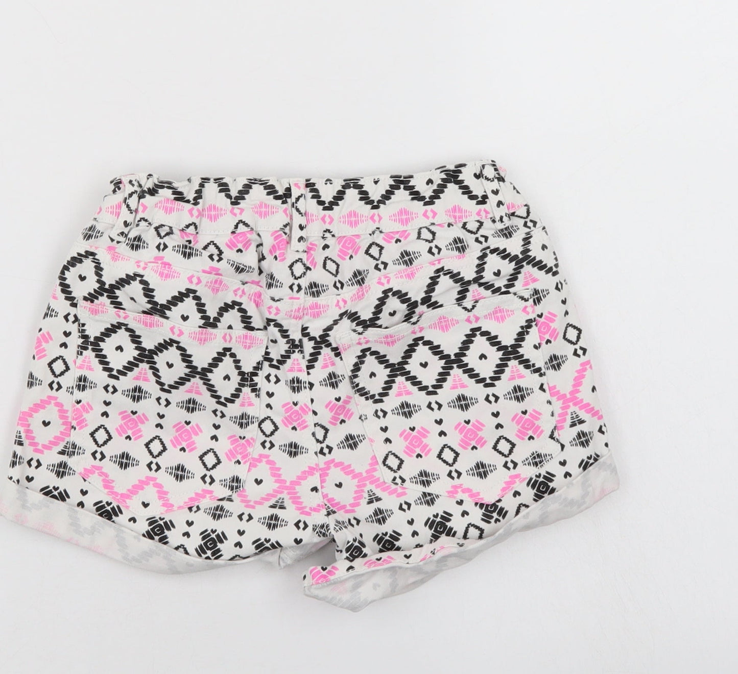 H&M Girls Multicoloured Geometric Denim Mom Shorts Size 11-12 Years