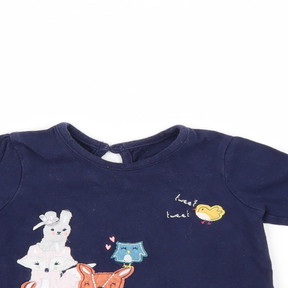 Close-up detail of George girls’ blue jumper, size 6-9, months