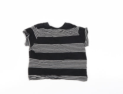 Additional front view of Rebel boys’ black striped basic t-shirt, size 18-24, months