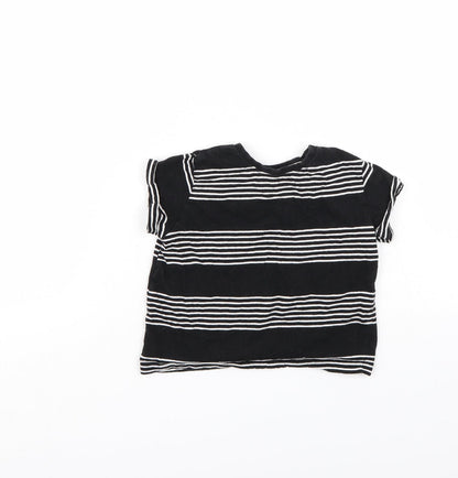 Back view of Rebel boys’ black striped basic t-shirt, size 18-24, months