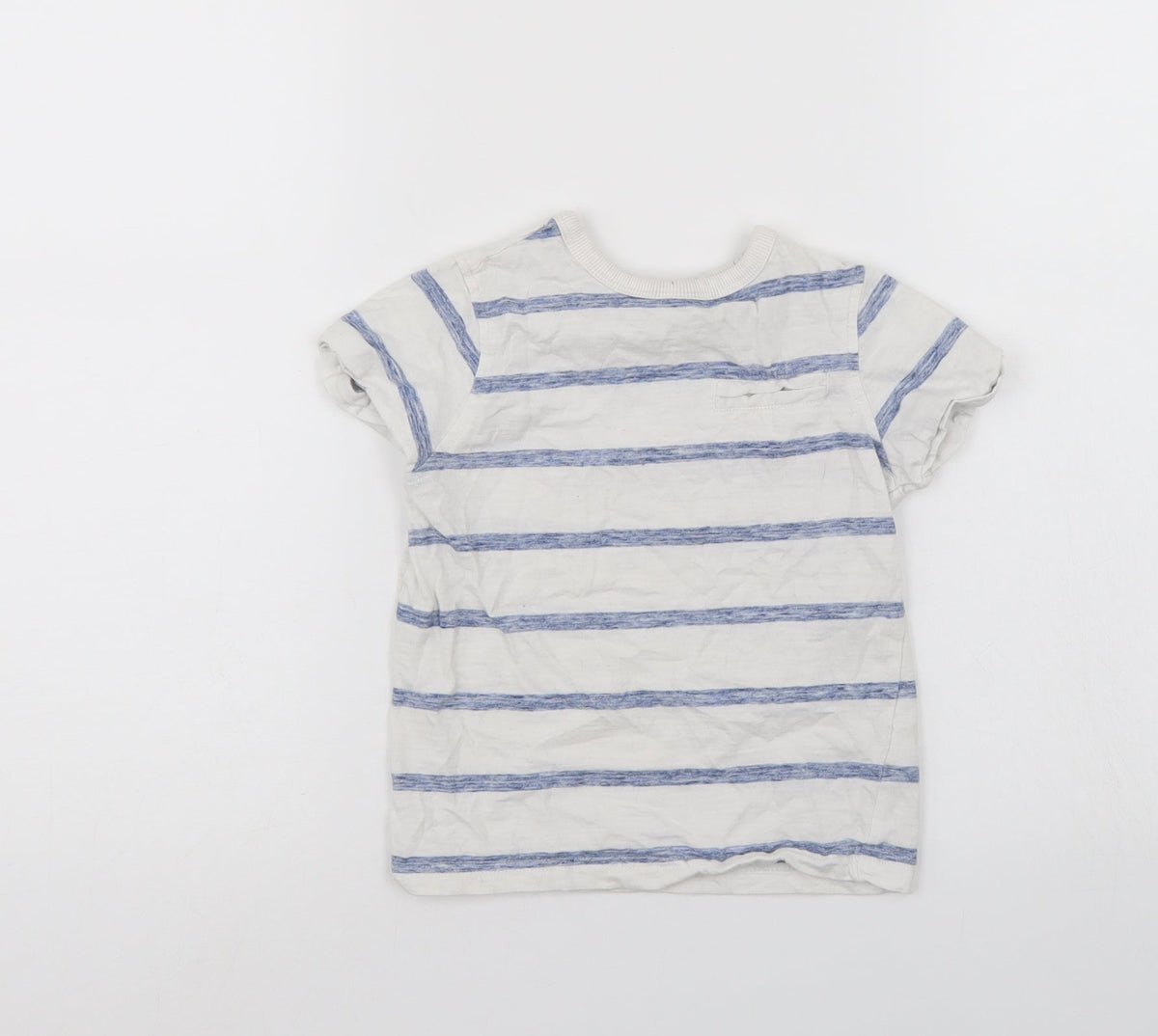 Front view of George boys’ white striped basic t-shirt, size 3-4, years
