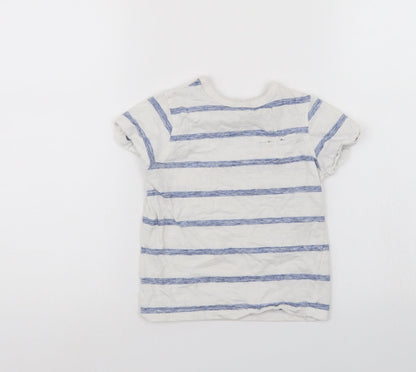 Front view of George boys’ white striped basic t-shirt, size 3-4, years