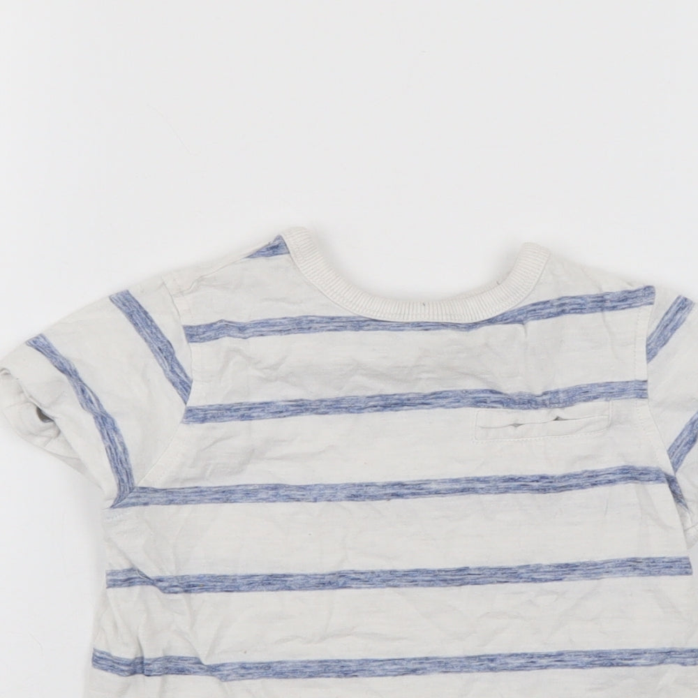 Close-up detail of George boys’ white striped basic t-shirt, size 3-4, years
