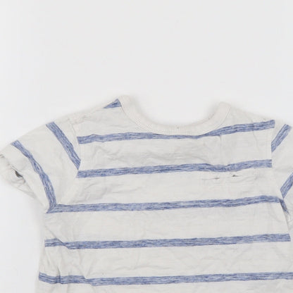 Close-up detail of George boys’ white striped basic t-shirt, size 3-4, years