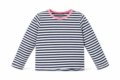 Front view of George boys’ blue striped pullover sweatshirt, size 2-3, years