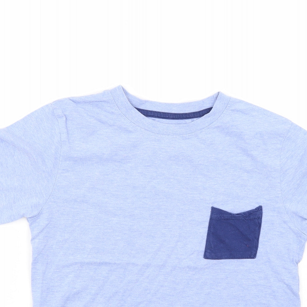 Close-up detail of Rebel boys’ blue basic t-shirt, size 11-12, years