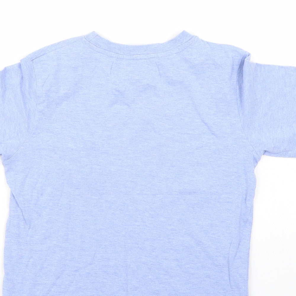 Brand and care label for Rebel boys’ blue basic t-shirt, size 11-12, years