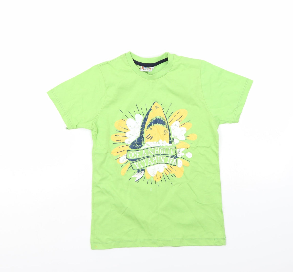 Additional front view of Kool Kids boys’ green basic t-shirt, size 10, years