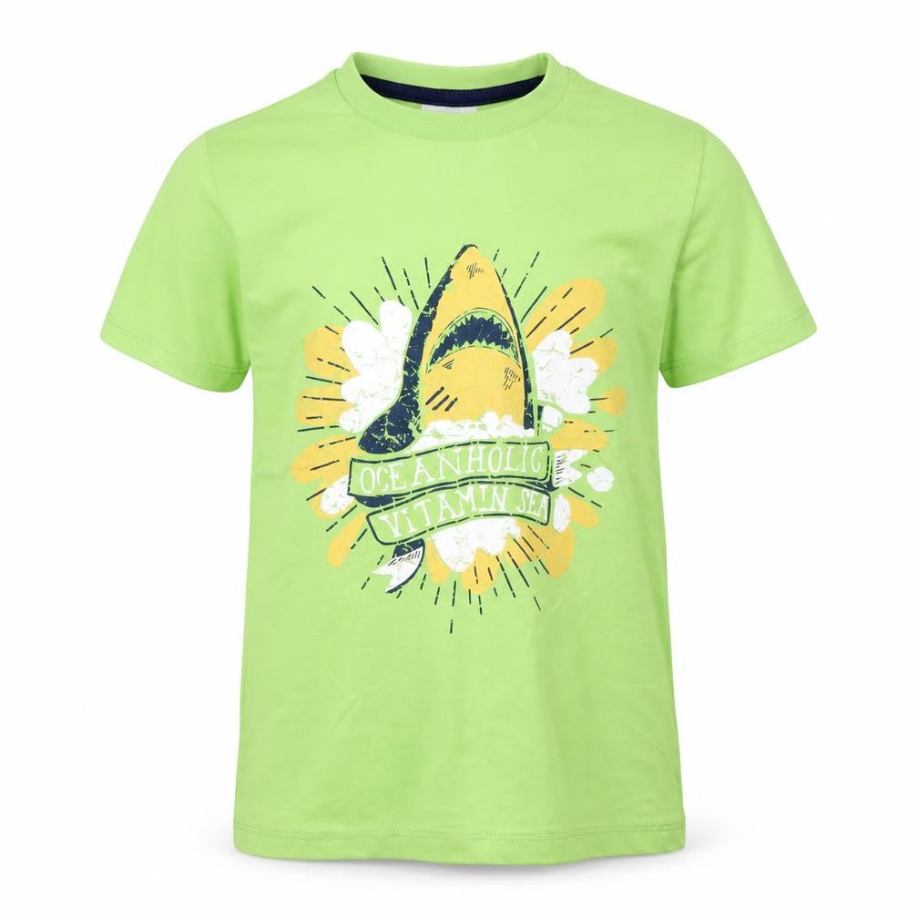 Front view of Kool Kids boys’ green basic t-shirt, size 10, years