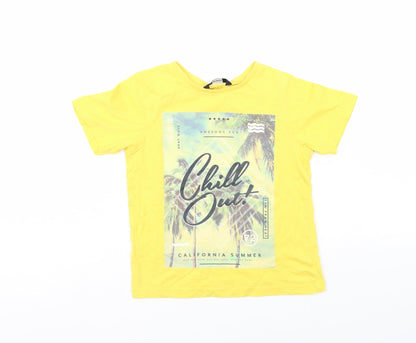 Front view of George boys’ yellow basic t-shirt, size 6-7, years