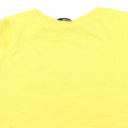 Brand and care label for George boys’ yellow basic t-shirt, size 6-7, years