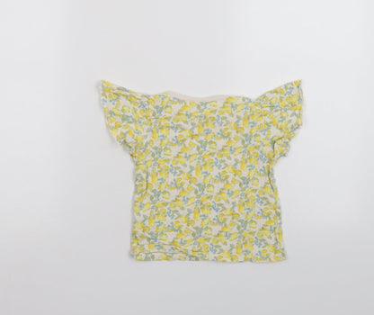 NEXT Girls Yellow Floral  Basic T-Shirt Size 2-3 Years