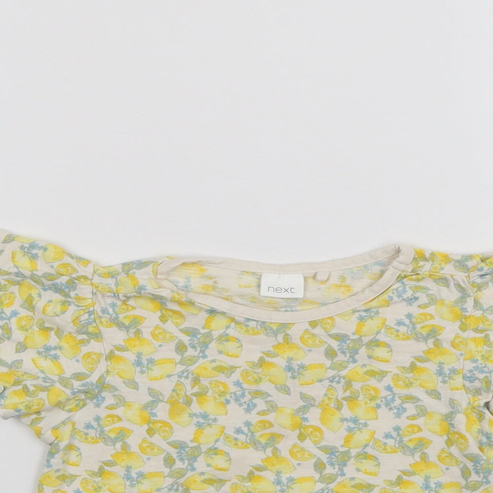 NEXT Girls Yellow Floral  Basic T-Shirt Size 2-3 Years