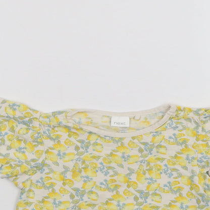 NEXT Girls Yellow Floral  Basic T-Shirt Size 2-3 Years
