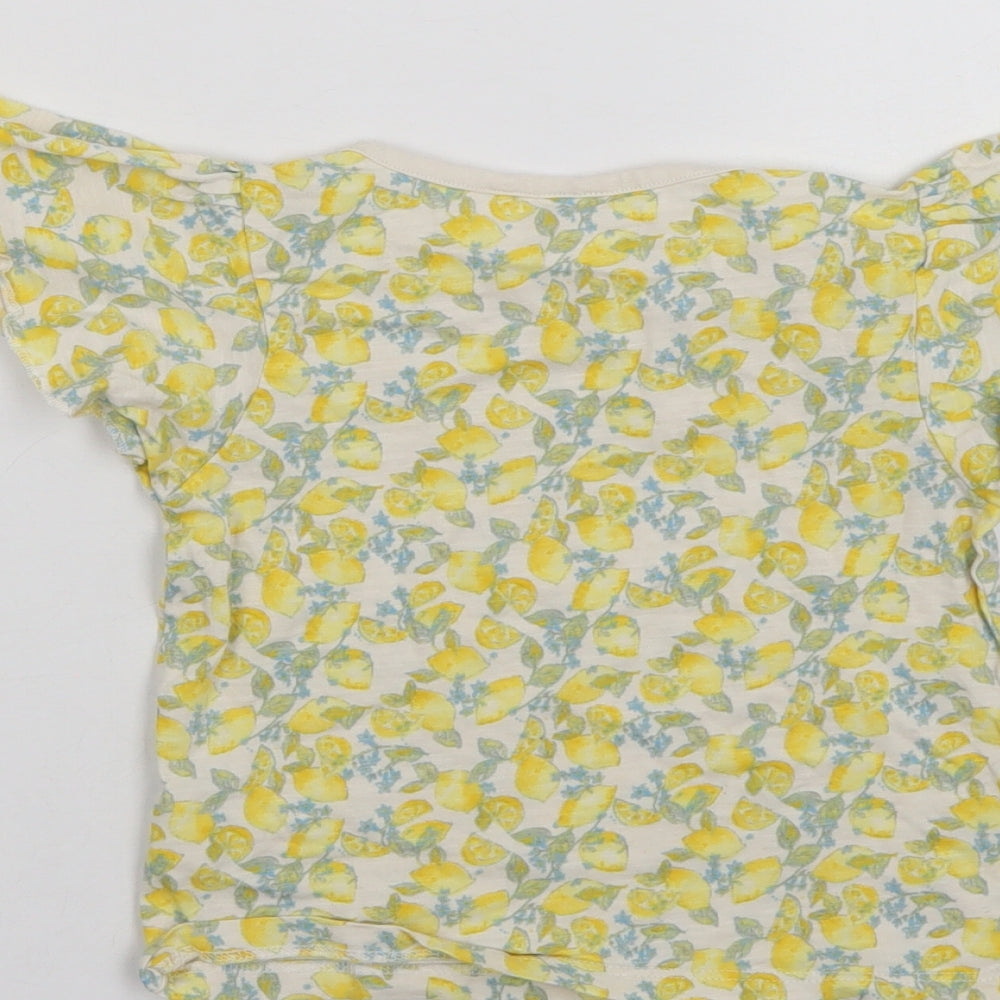 NEXT Girls Yellow Floral  Basic T-Shirt Size 2-3 Years