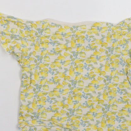 NEXT Girls Yellow Floral  Basic T-Shirt Size 2-3 Years
