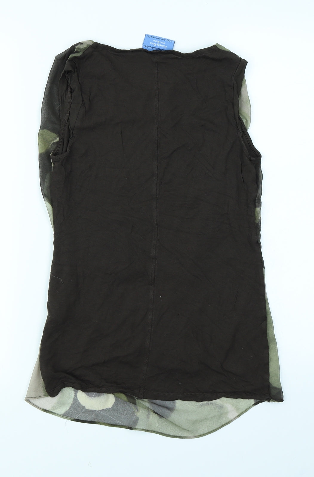 Back view of Simply Vera women’s green camouflage basic tank, size XS