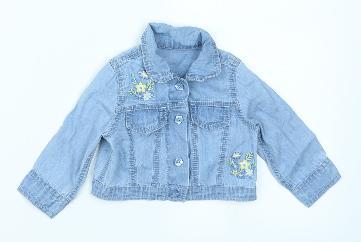 George Girls Blue  Denim Basic Button-Up Size 0-3 Months