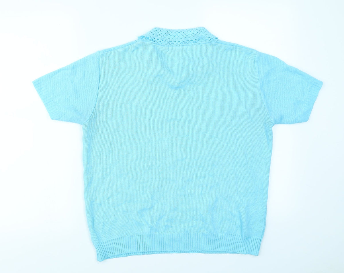 Back view of Merry Gold women’s blue knit jumper, size S