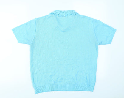 Back view of Merry Gold women’s blue knit jumper, size S